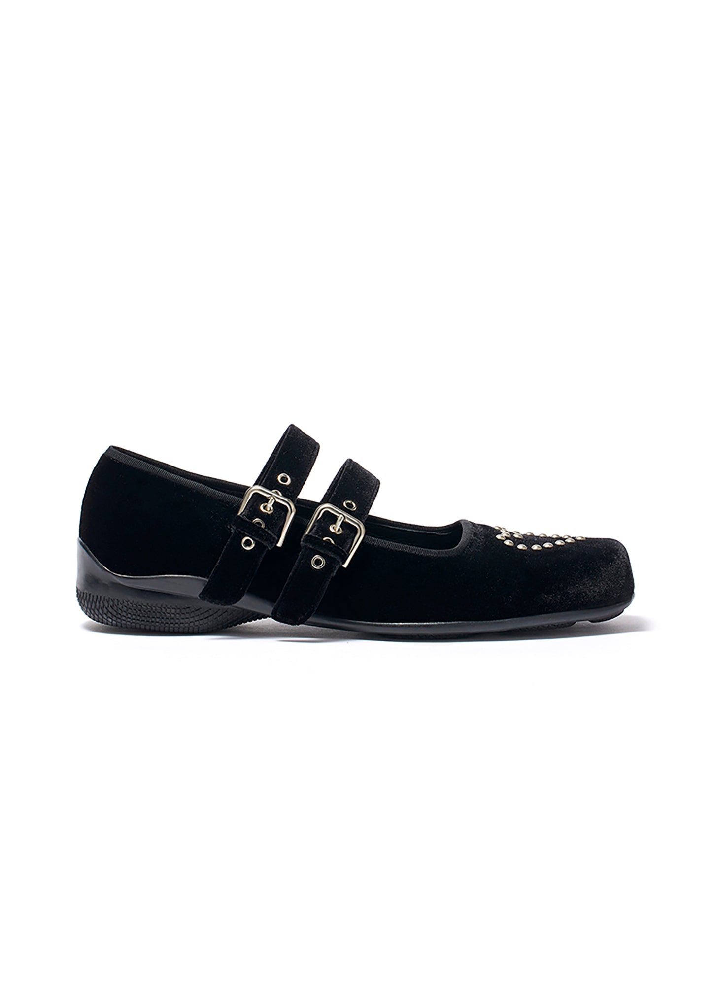 Velvet Heart Stud Ballet Flats