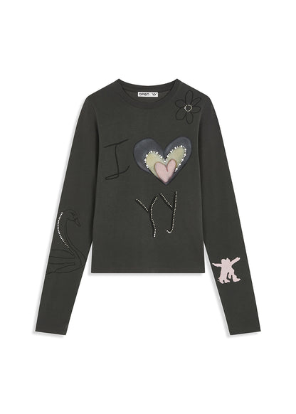 Beaded I Love Yy Tee