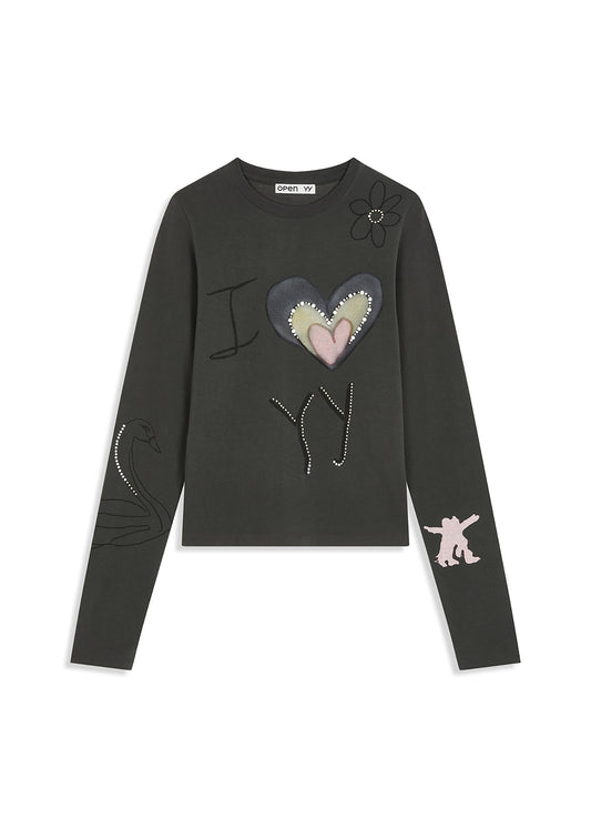 Beaded I Love Yy Tee