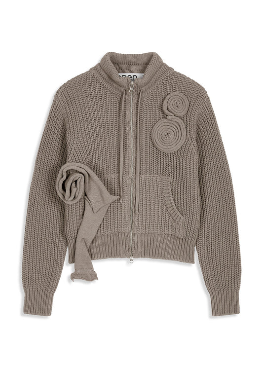 Appliqué Knit Zipup Jacket