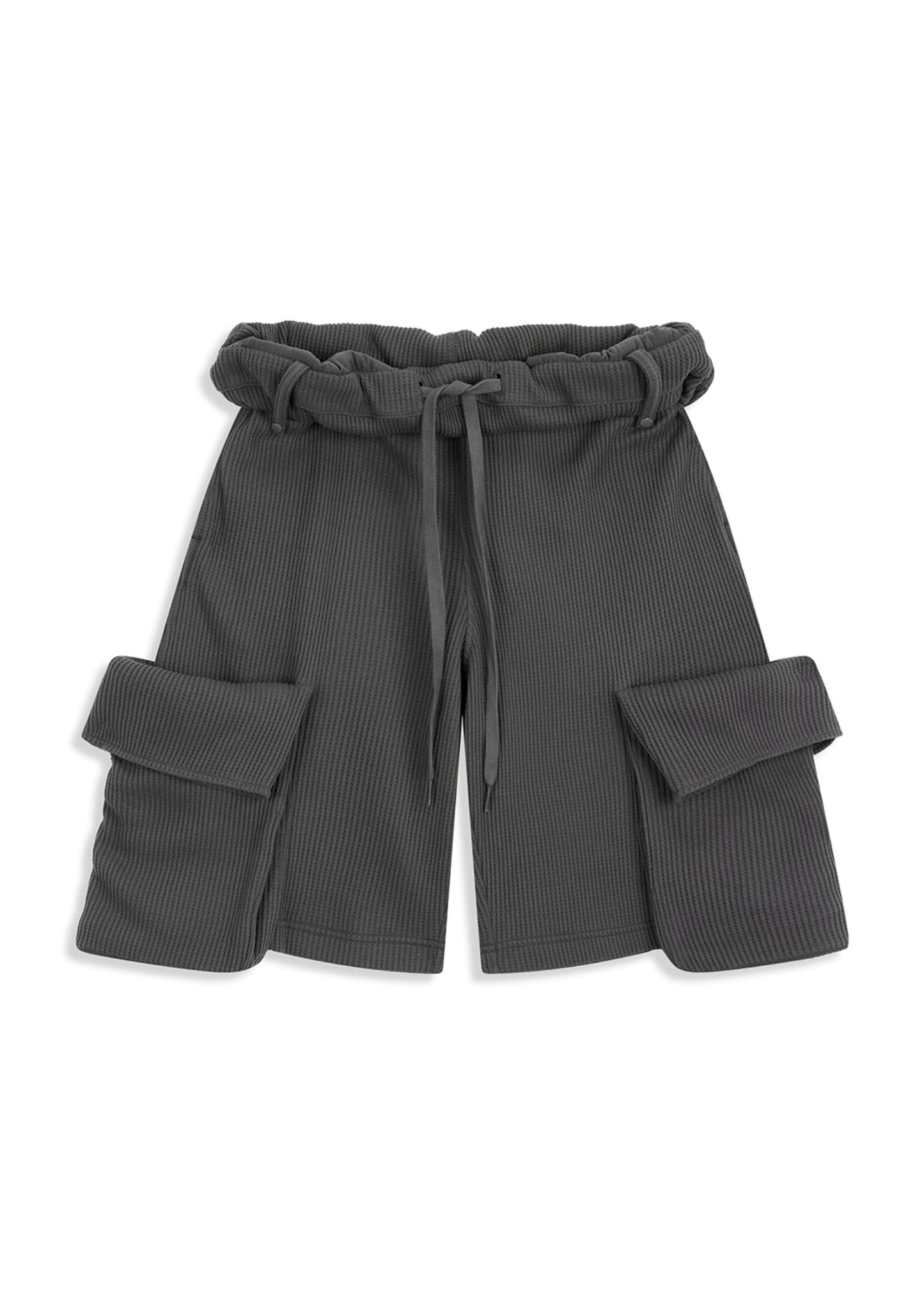Rolled Waist Waffle Cargo Shorts