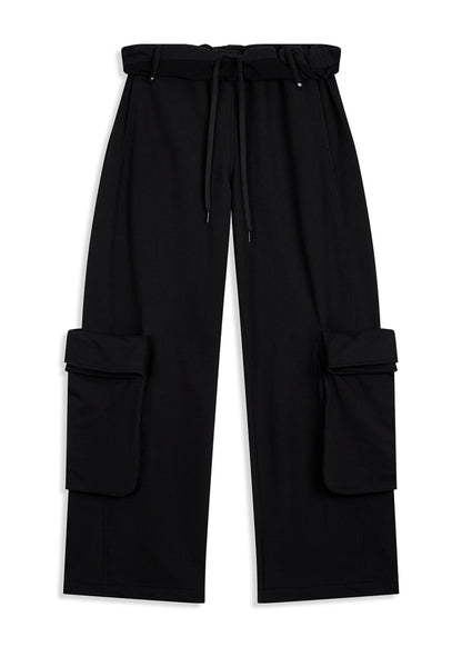 Rolled Waist Sweat Cargo Pants
