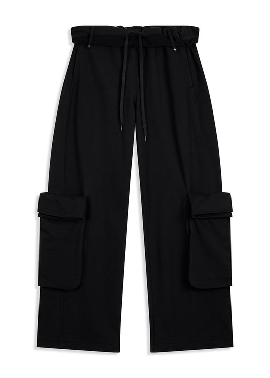 Rolled Waist Sweat Cargo Pants