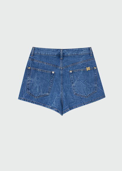 Folded Front Denim Shorts