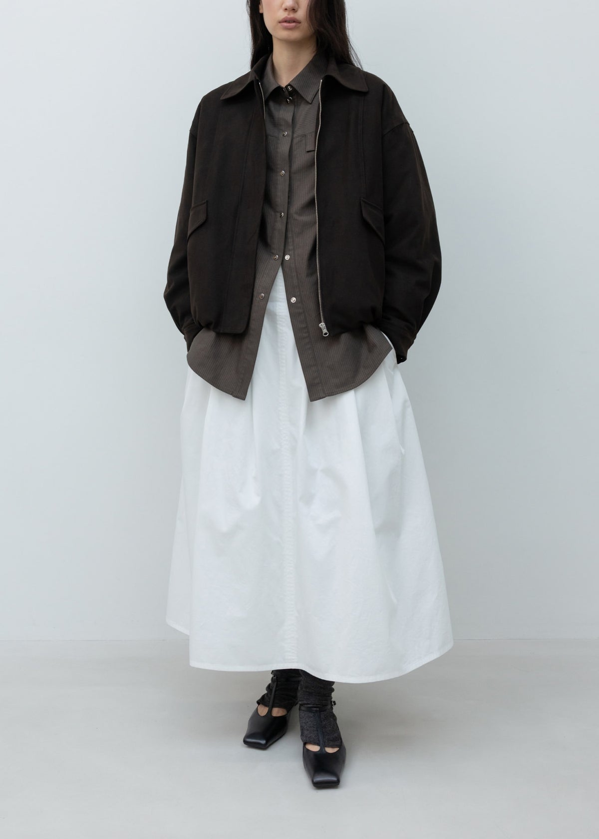 Tucked Maxi Cotton Skirt