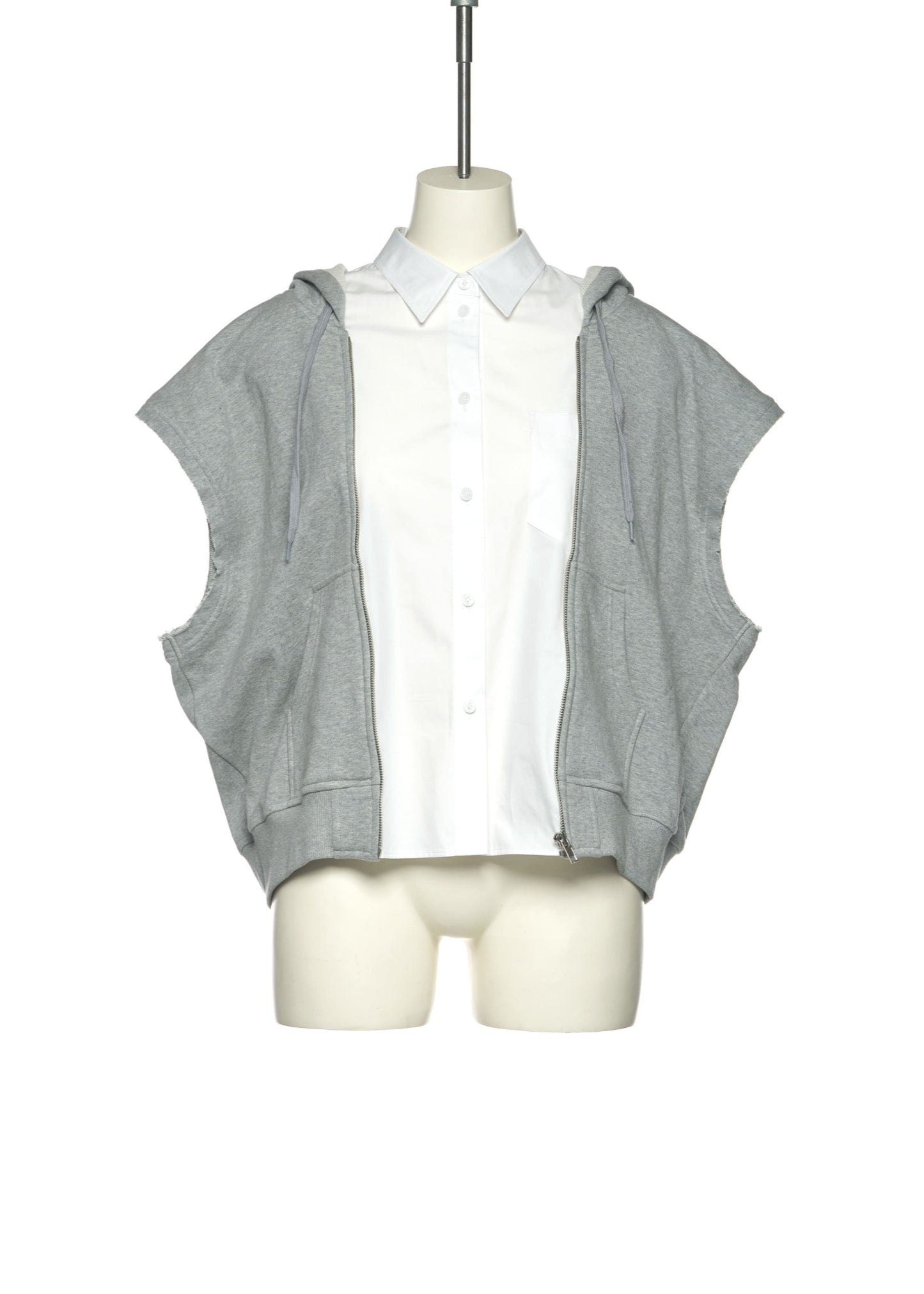 Shirt Layered Hoodie Sleevless Jumper