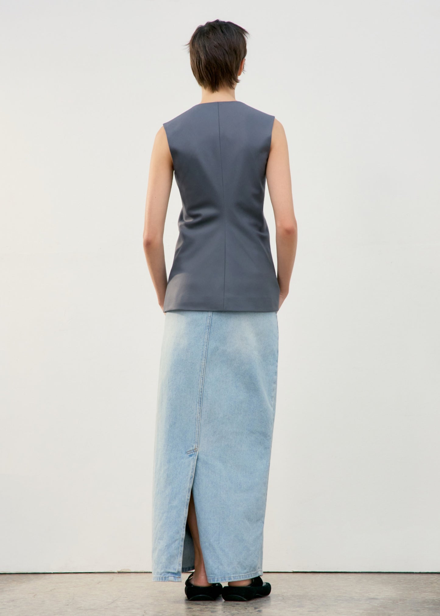 Belted High Waist Denim Skirt