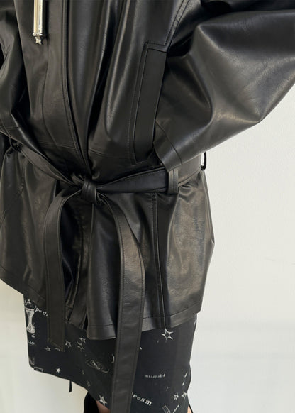 Low Waist Artificial Leather Jacket