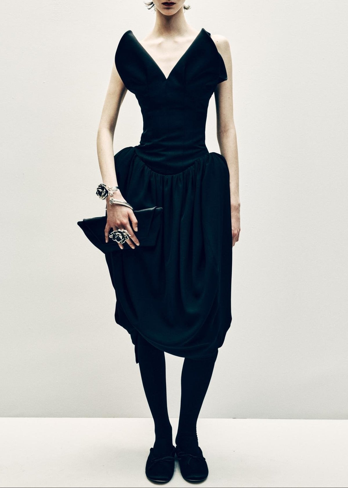 V-neck Corset Midi Dress