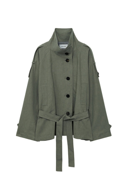 Low-Waisted Washed Cotton Half Jacket