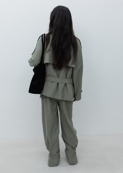 Low-Waisted Washed Cotton Half Jacket