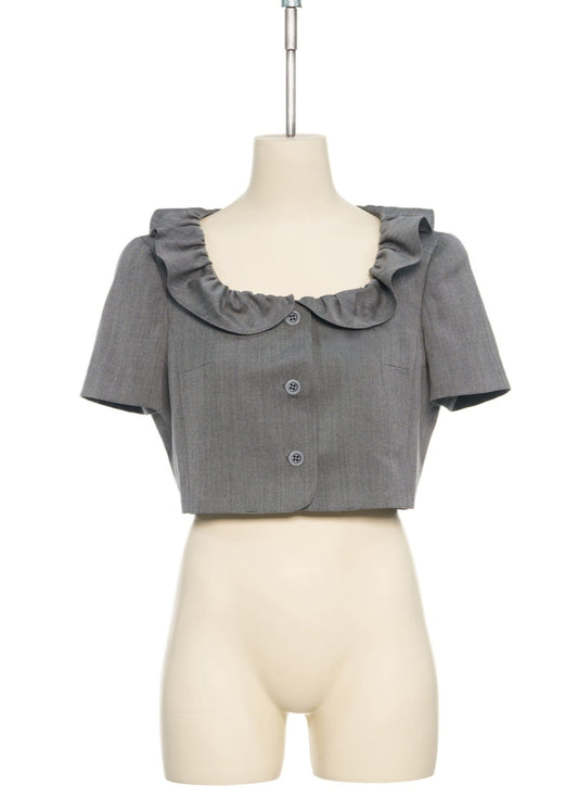 Frilled Neck Cropped Top