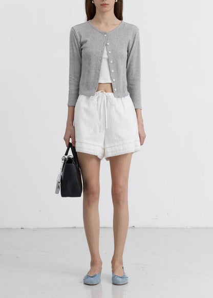Pointelle Crewneck Cardigan