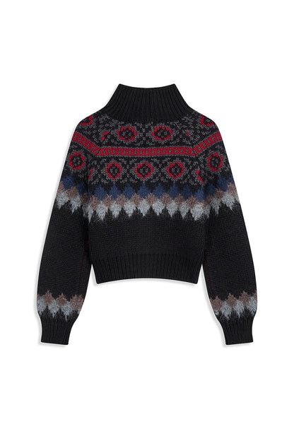 Fair Isle Zip Up Sweater