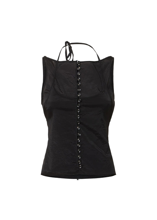 Sheer Button Layered Tank Top