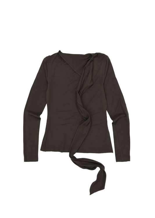 Scarf Neck Button Back T-Shirt