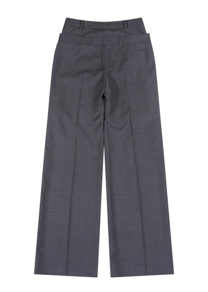 Double Waistband Wool-blend Trousers