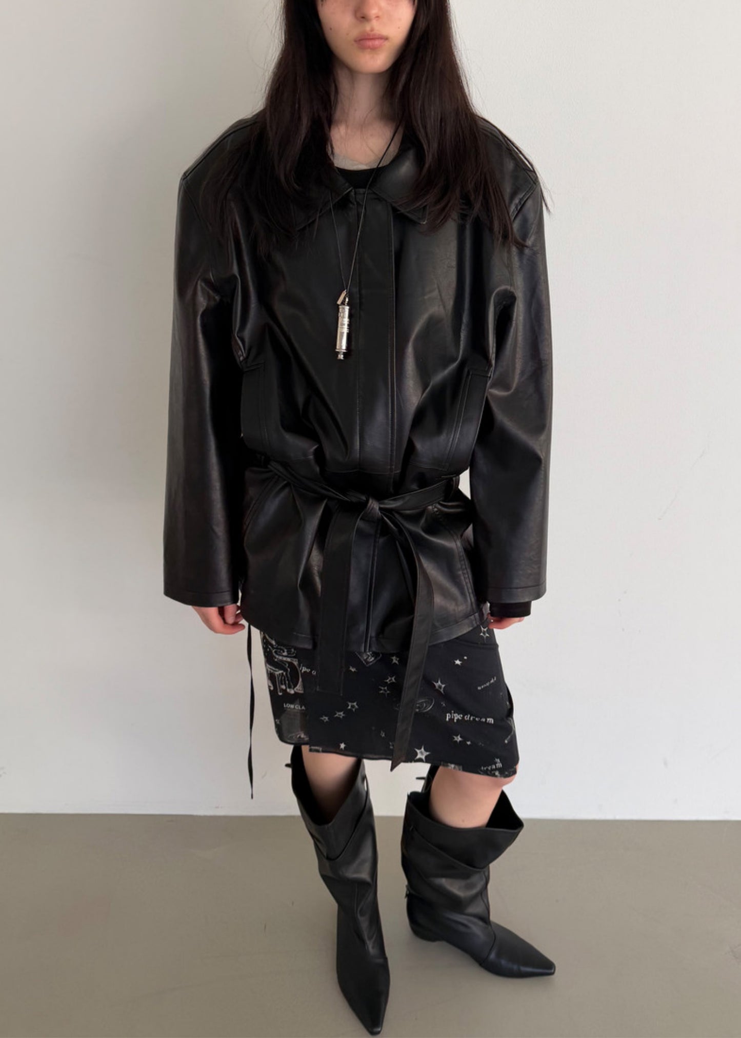 Low Waist Artificial Leather Jacket