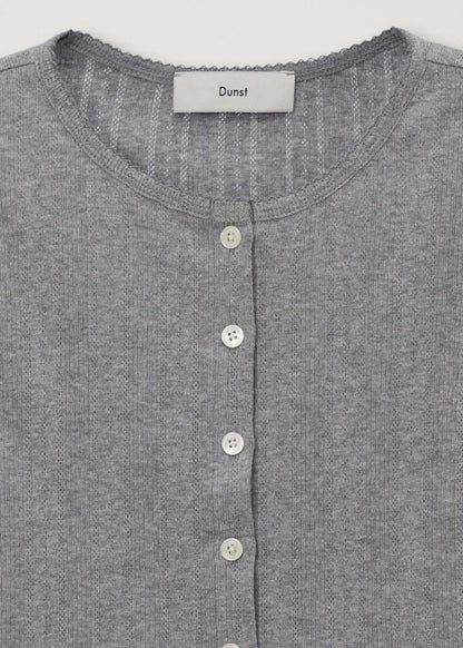 Pointelle Crewneck Cardigan