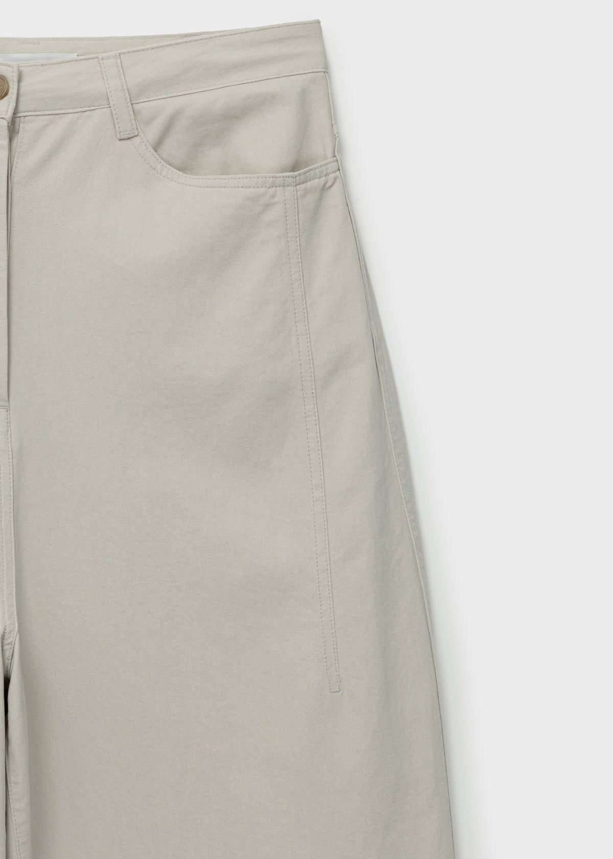 Wide-fit Curved Cotton Pants