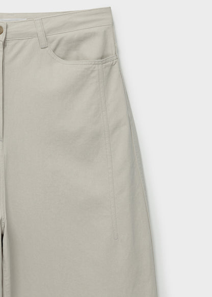 Wide-fit Curved Cotton Pants