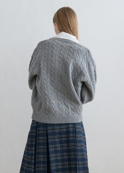 Shirt Collar V-Neck Knit