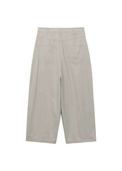 Wide-fit Curved Cotton Pants