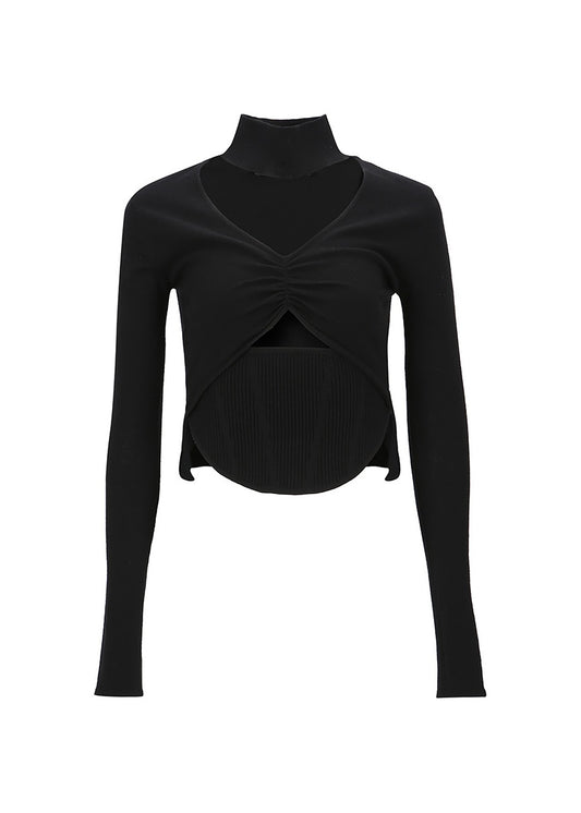 Cut-out Ruched Knit Top