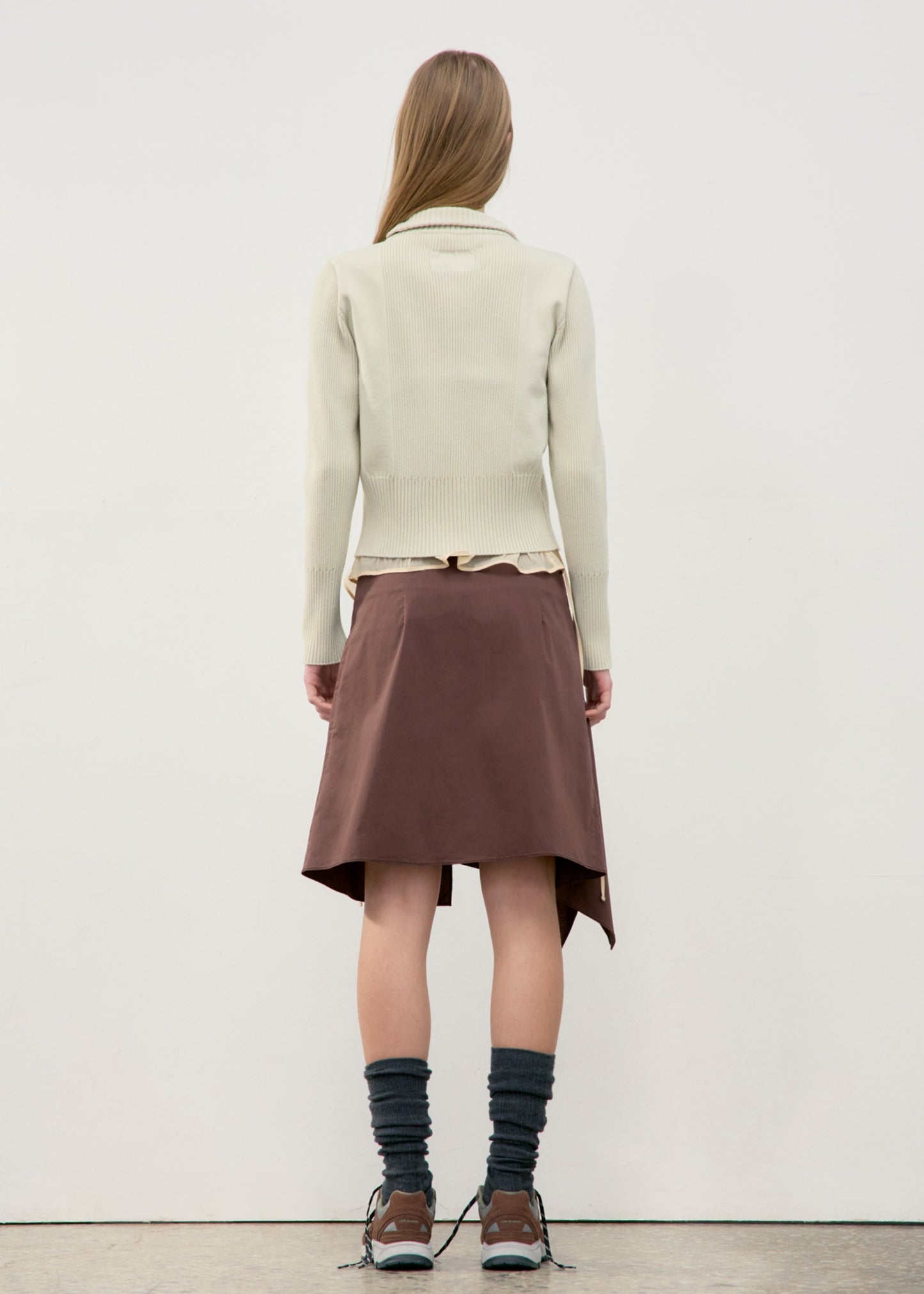High Neck Zip-up Knit Top