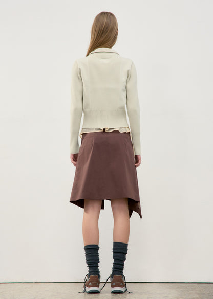 High Neck Zip-up Knit Top