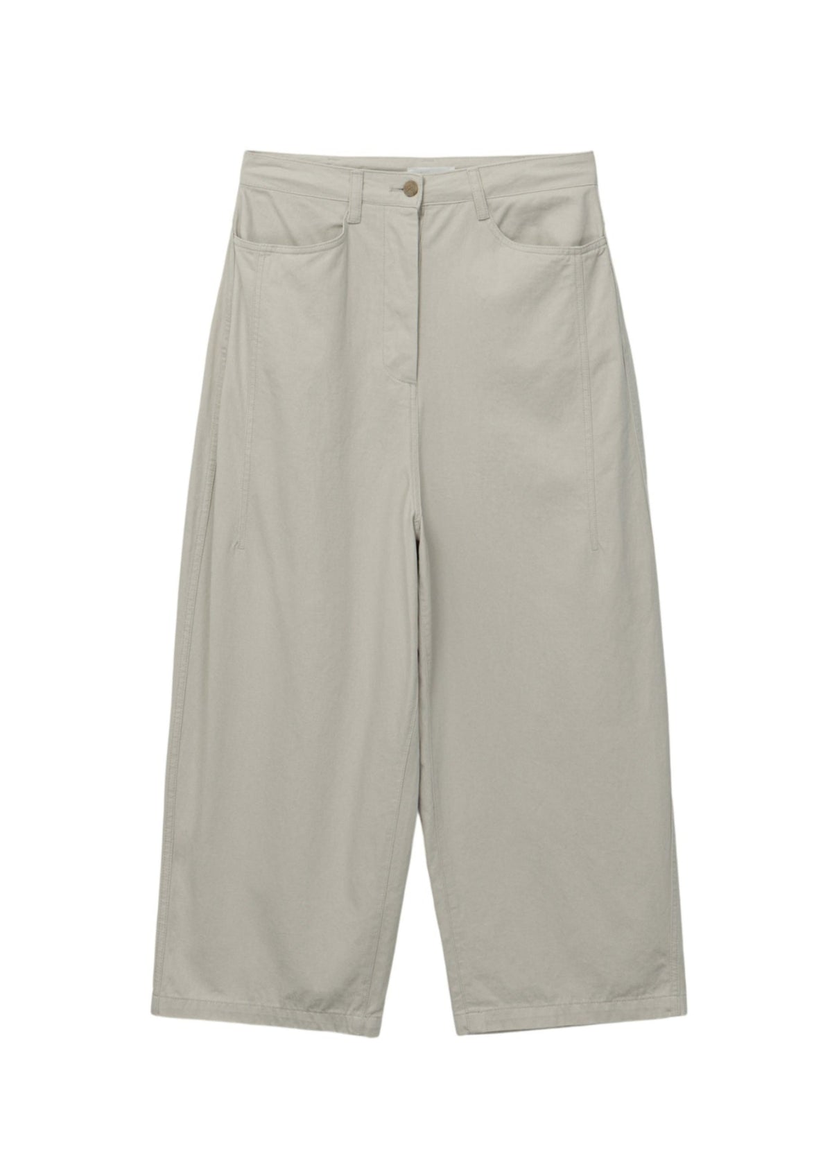 Wide-fit Curved Cotton Pants