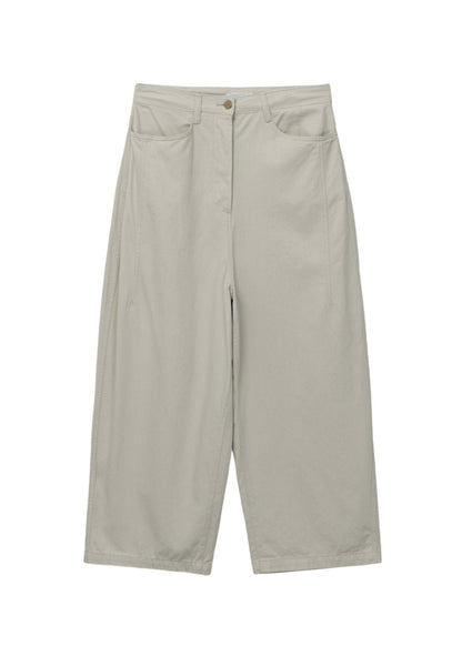 Wide-fit Curved Cotton Pants