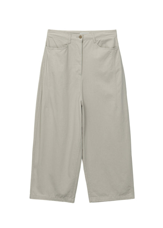 Wide-fit Curved Cotton Pants