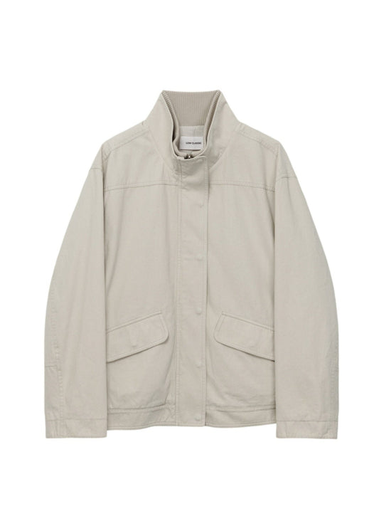 Washed Cotton Rib-Collar Jacket