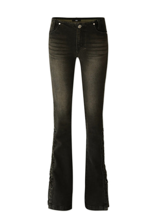 Lace-up Slim Boots Cut Denim Pants
