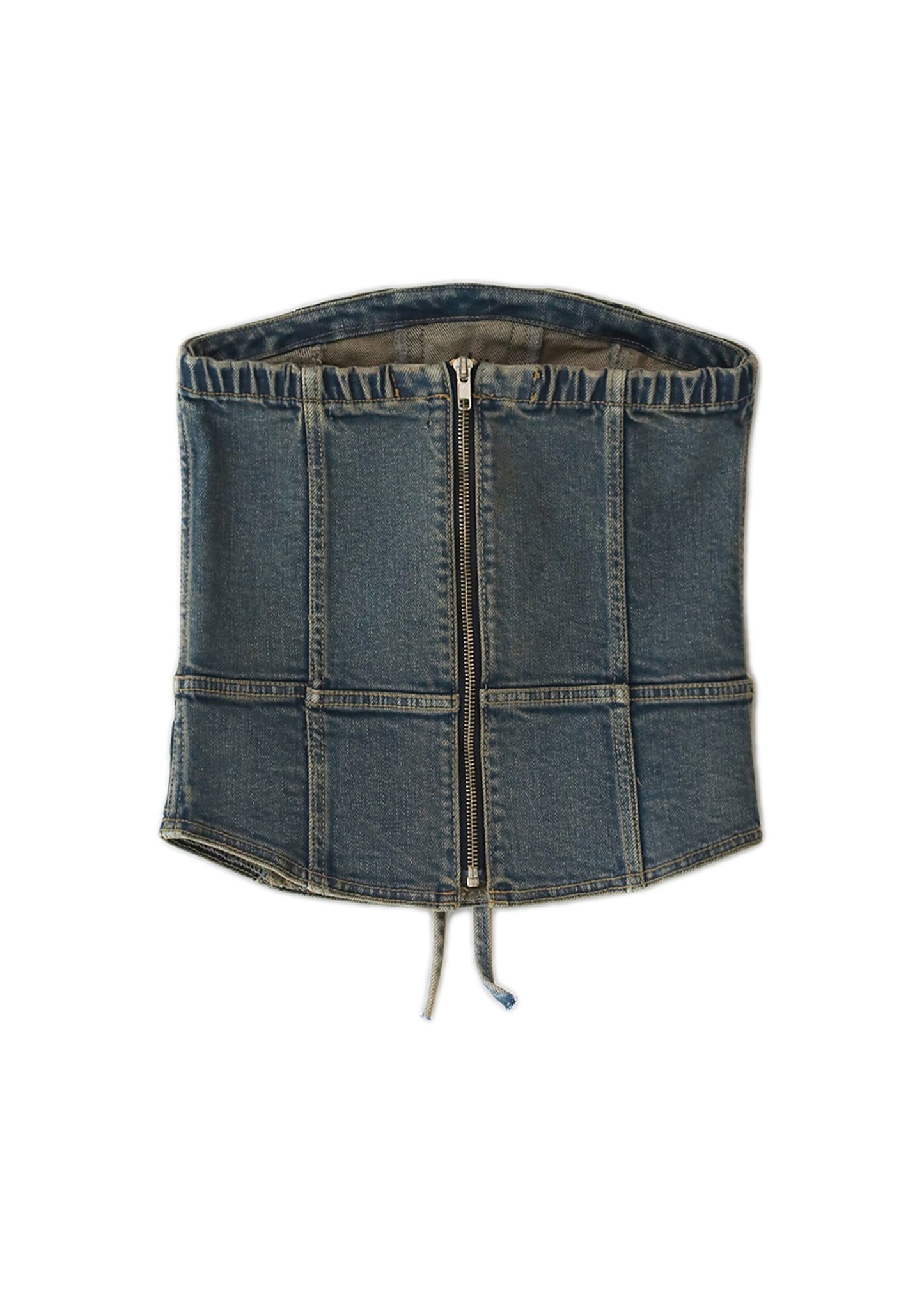 Lace-up Denim Tube Top