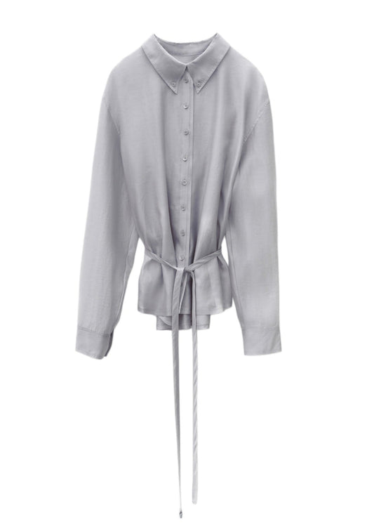 See-Through Shirred Back Blouse