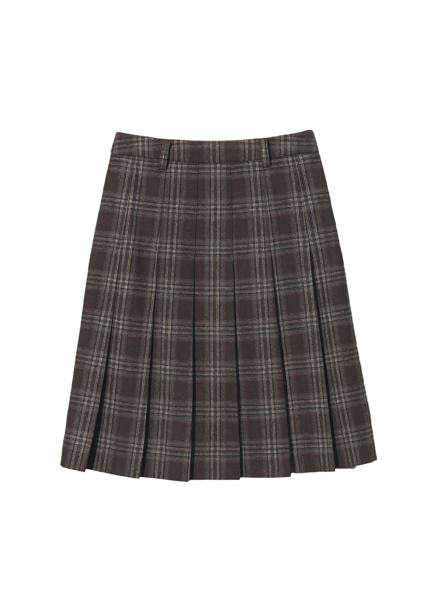 Flannel Pleats Midi Skirt