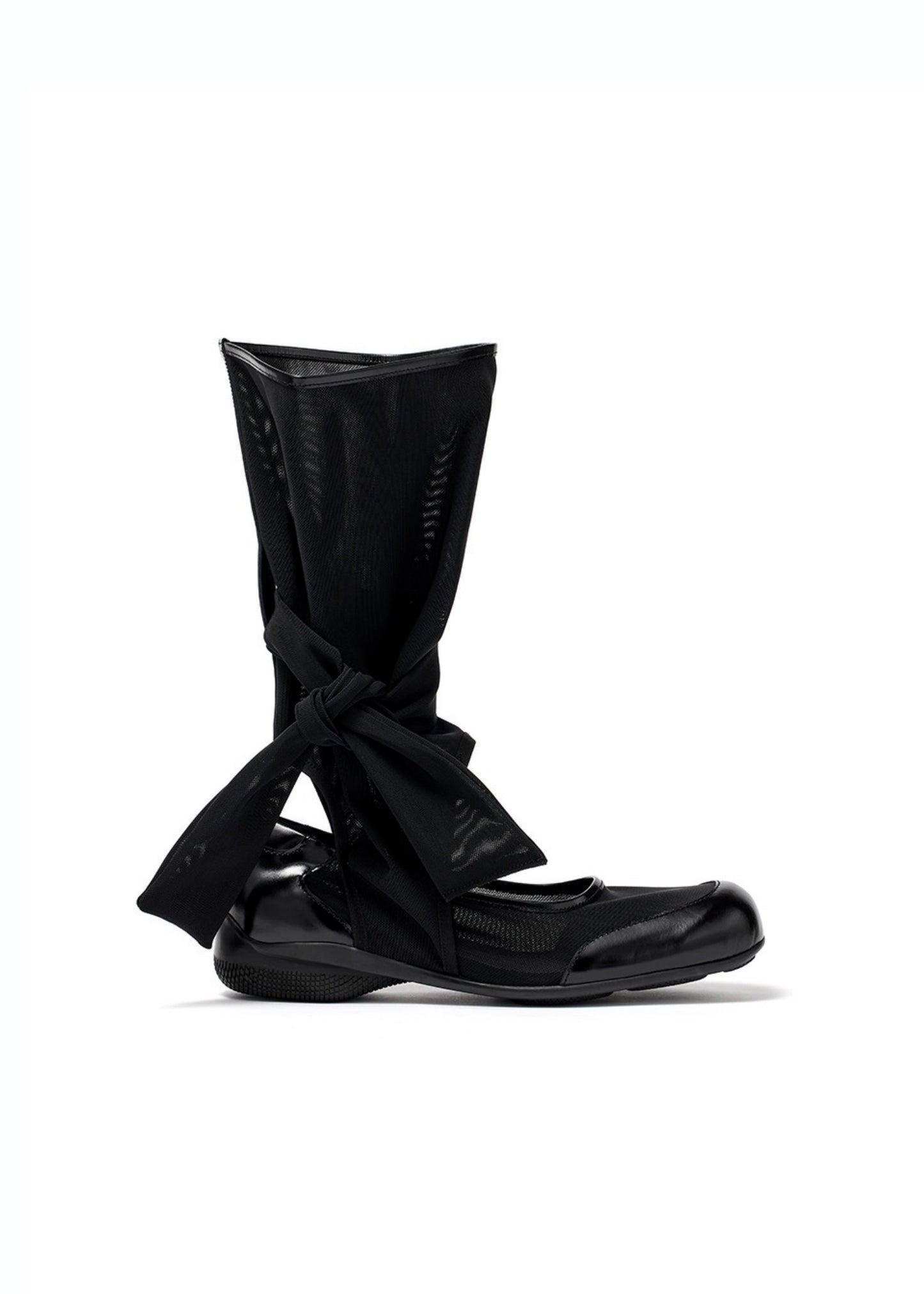 Mesh Ribbon Cut-out Boots