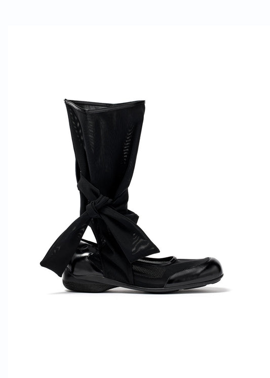 Mesh Ribbon Cut-out Boots