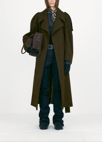 Suede Belted Trench Coat