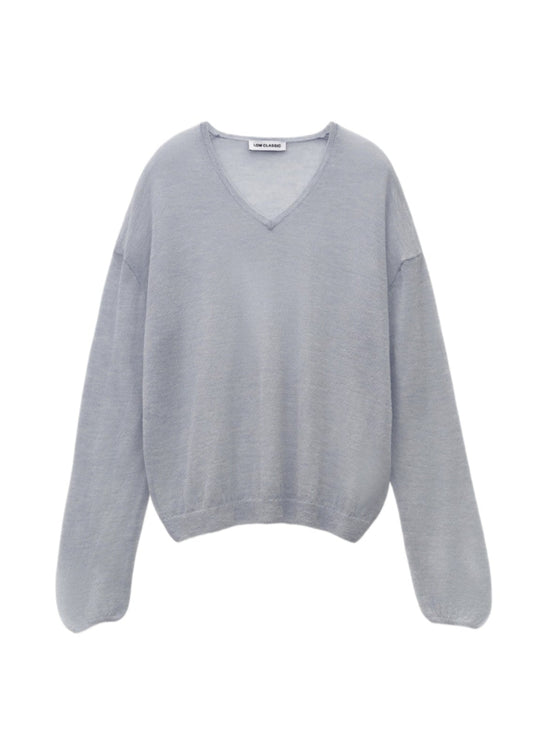 See-Through V-Neck Knit Pullover