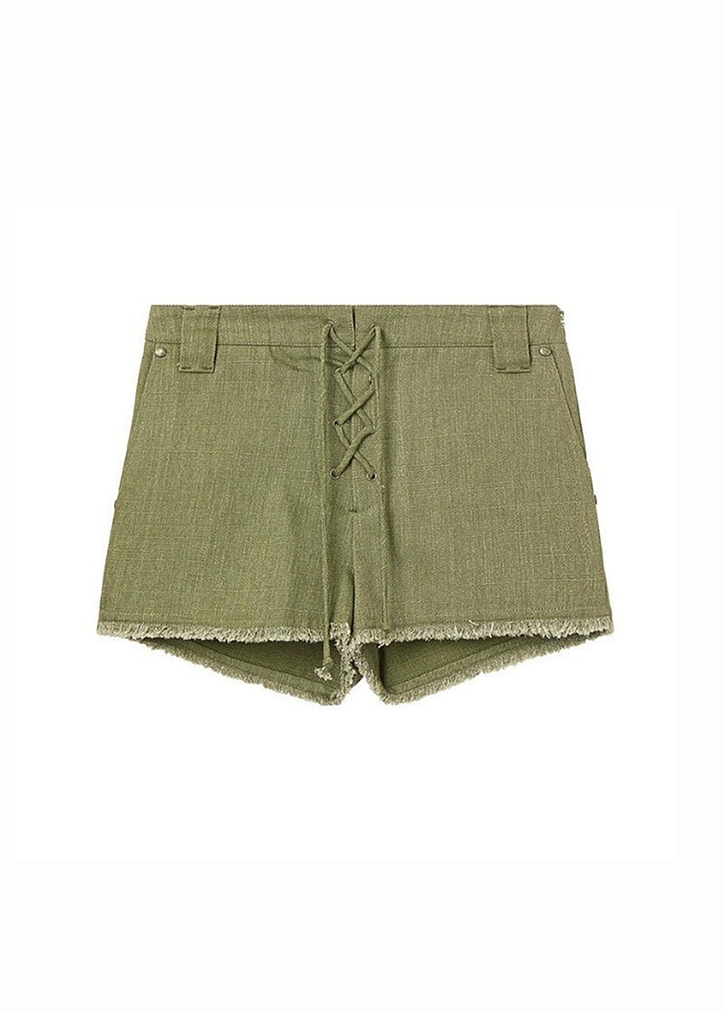 Lace Up Cotton Shorts