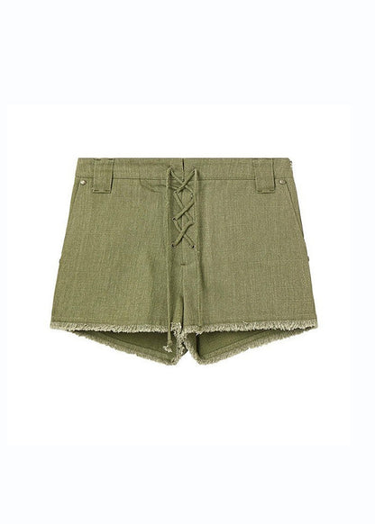 Lace Up Cotton Shorts