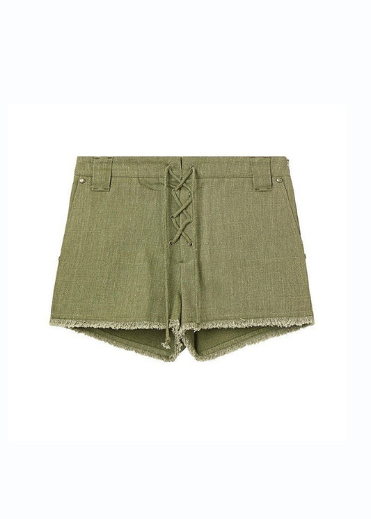 Lace Up Cotton Shorts