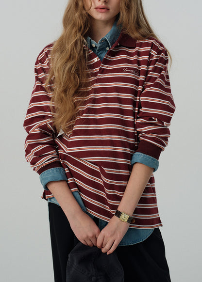 Multi Stripe Collared T-shirt