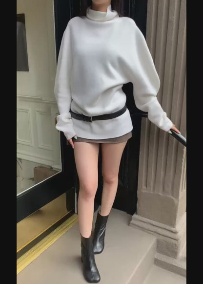 Dimensional Sleeves Wool Turtleneck