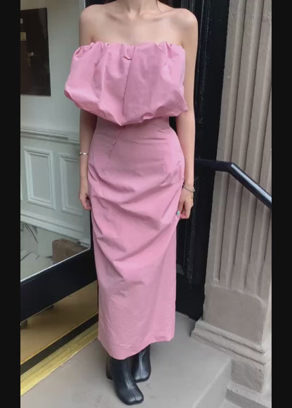 Sculptural Neckline Fitted Dress
