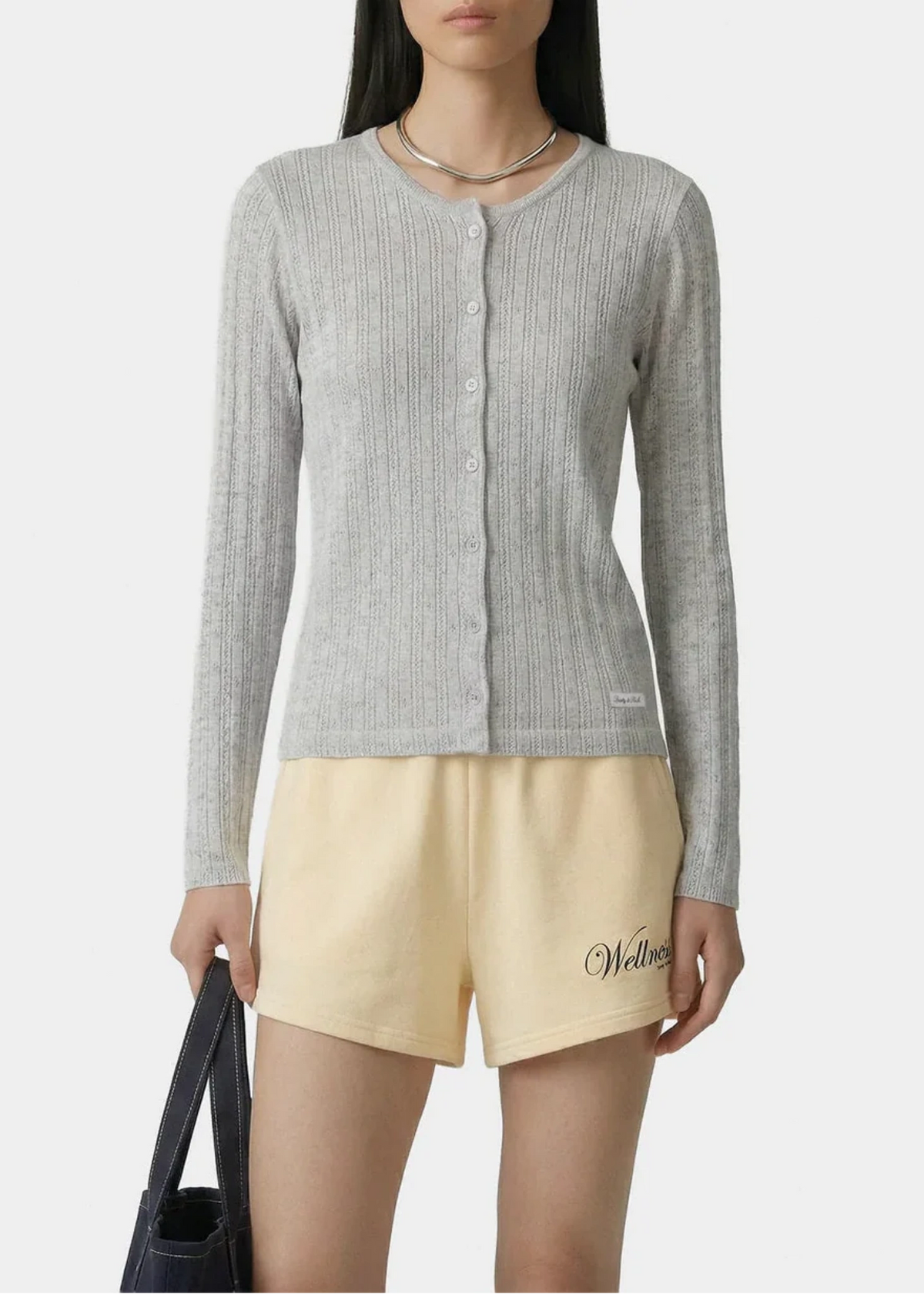 Signature Logo Pointelle Cardigan