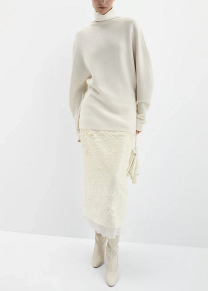 Dimensional Sleeves Wool Turtleneck